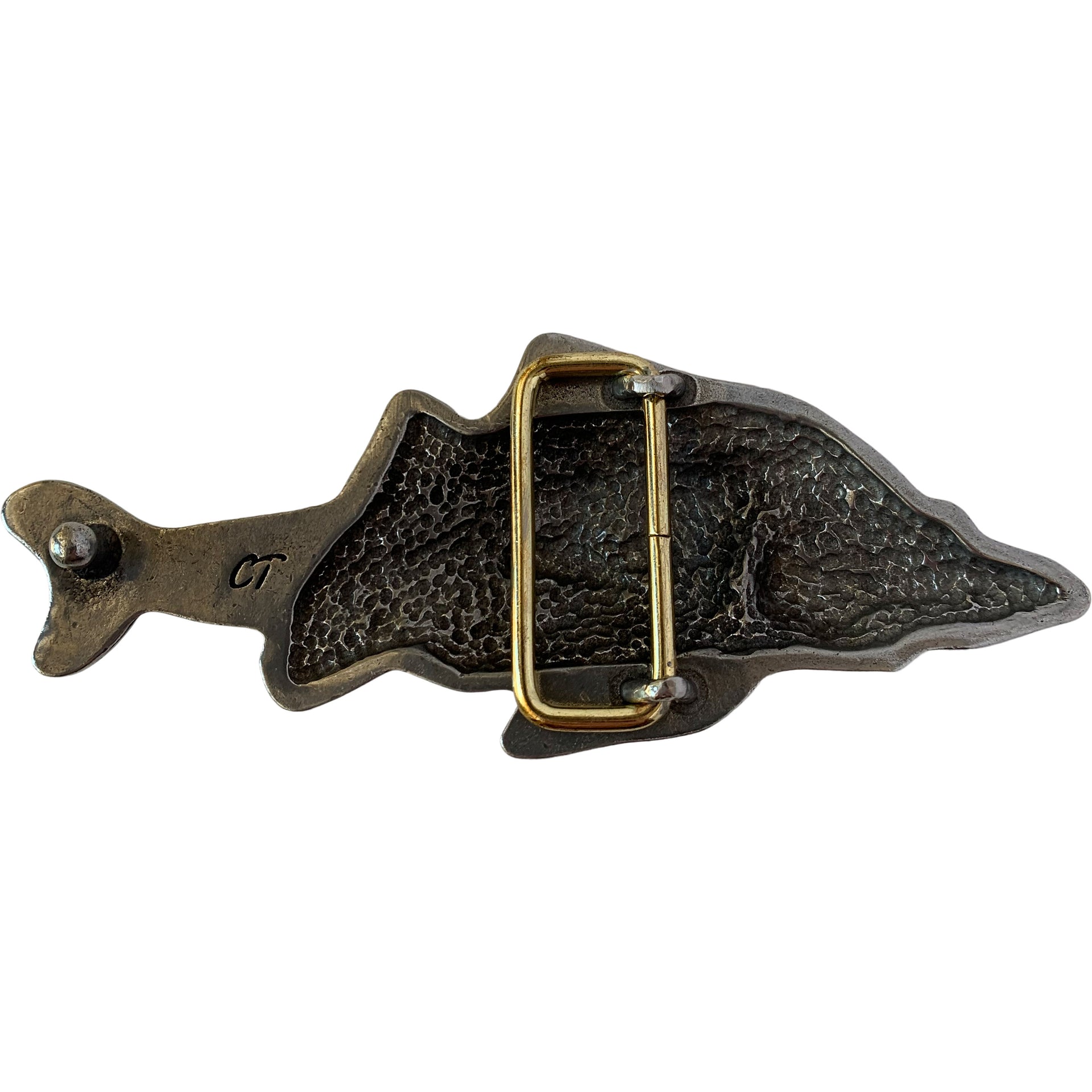 Pewter snook belt buckle back