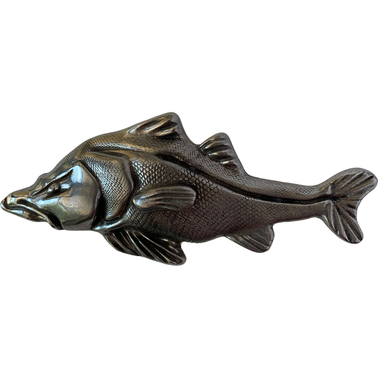 Pewter snook belt buckle front