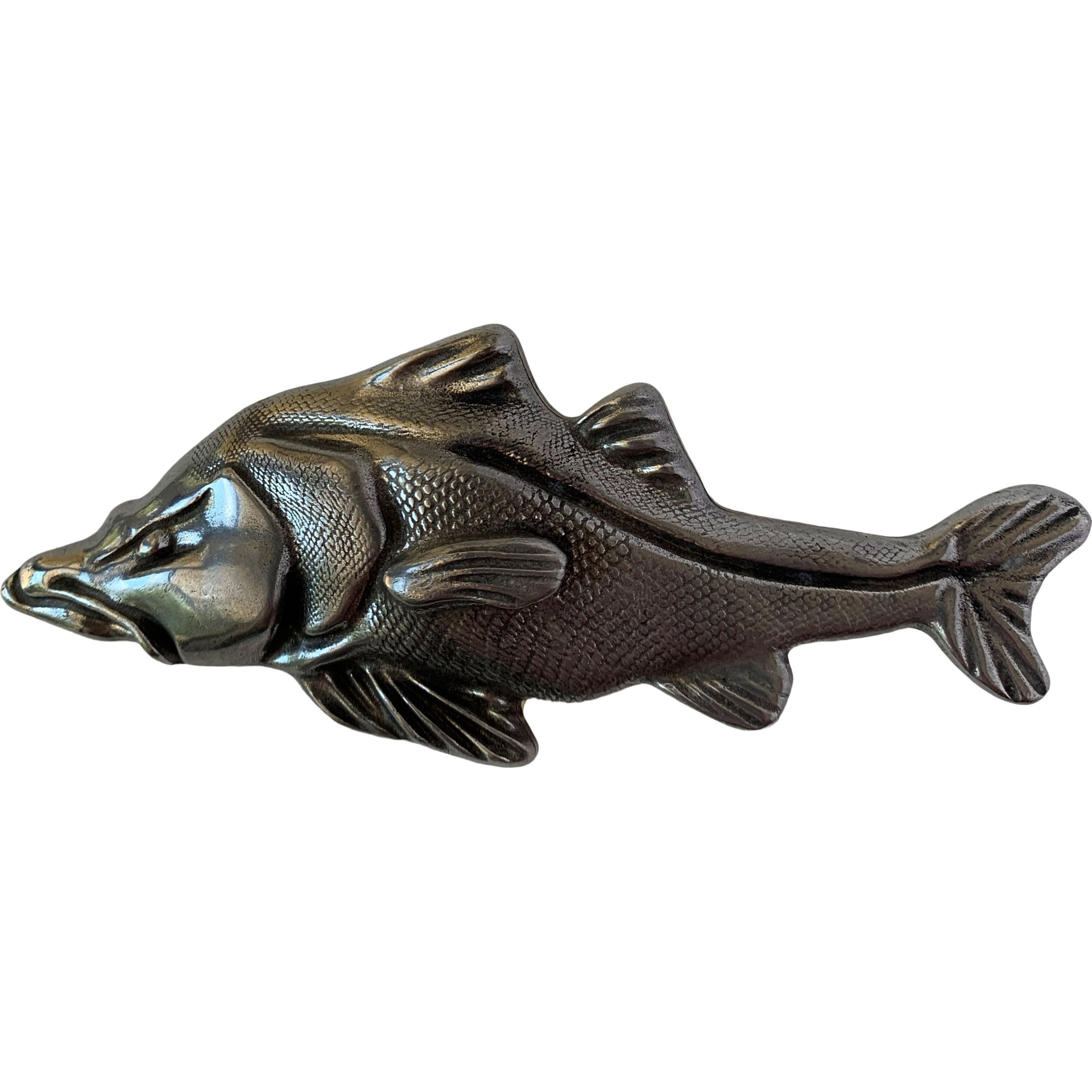 Pewter snook belt buckle front